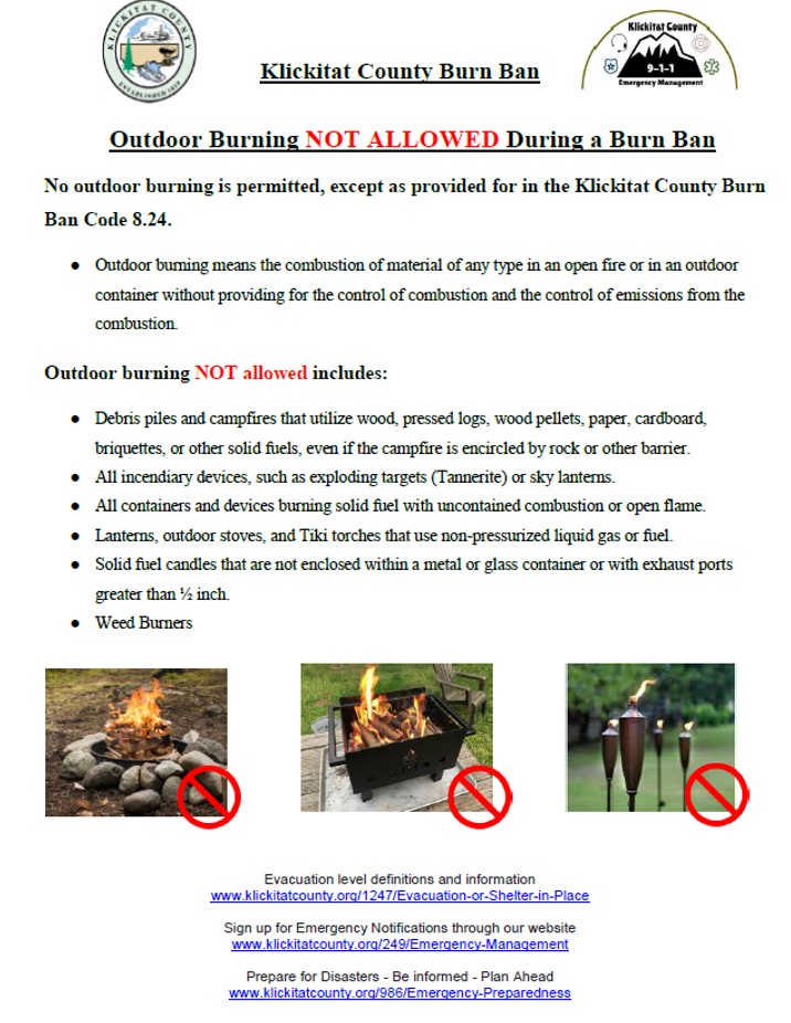 Ban on Outdoor Burning from Thursday, June 15, 2023 until October 2